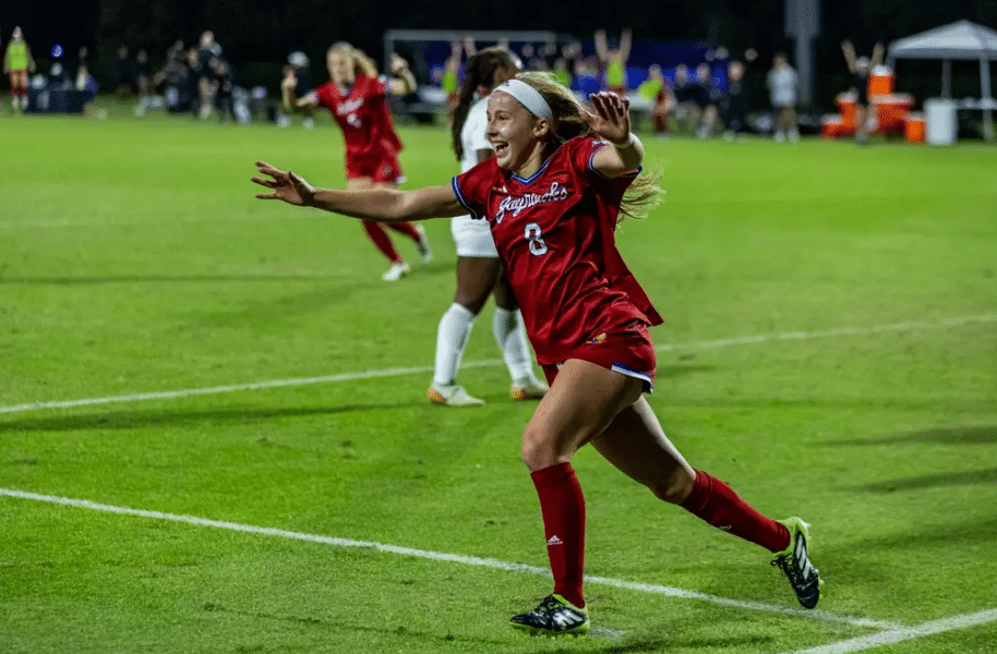 KU SOCCER: Kansas Claims 4-0 Victory Against No. 19 West Virginia in Big 12 Quarterfinals
