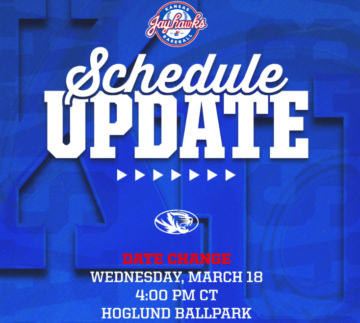 KU Baseball: Tuesday’s Baseball Game Moved to Wednesday Due to Inclement Weather
